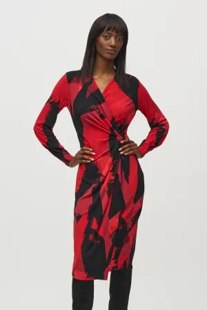 Joseph Ribkoff Silky Knit Abstract Print Wrap Dress