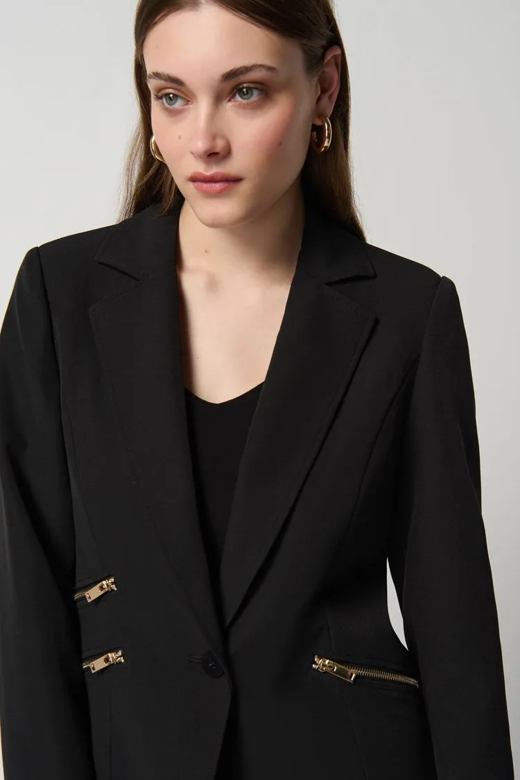 Joseph Ribkoff Woven Blazer With Zippered Pockets
