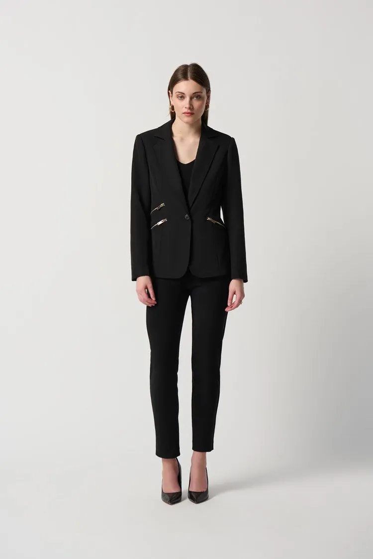 Joseph Ribkoff Woven Blazer With Zippered Pockets