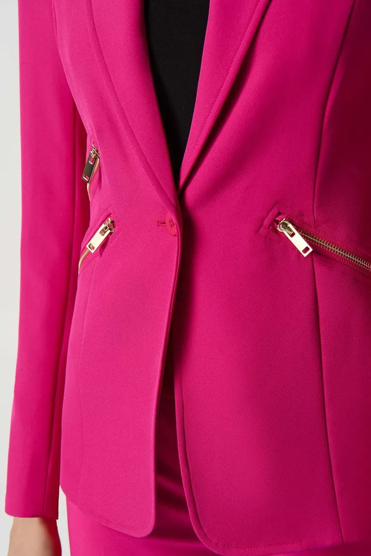 Joseph Ribkoff Woven Blazer With Zippered Pockets