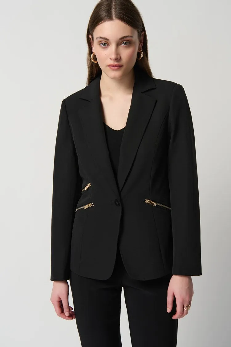 Joseph Ribkoff Woven Blazer With Zippered Pockets