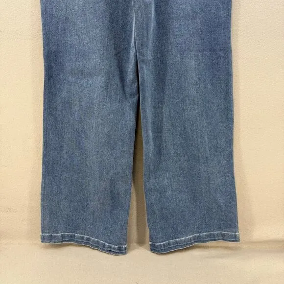 Juicy Couture Jeans Women's 7/28 Blue Lunita Wide Leg Rhinestone Logo Flare NWT