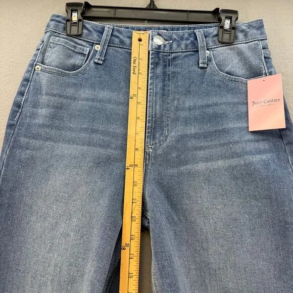 Juicy Couture Jeans Women's 7/28 Blue Lunita Wide Leg Rhinestone Logo Flare NWT