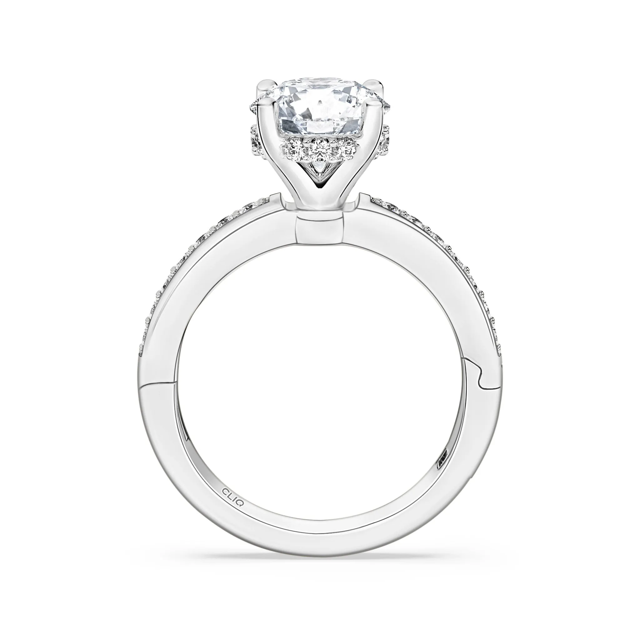 Julian Hidden Halo Engagement Ring with Side Stones