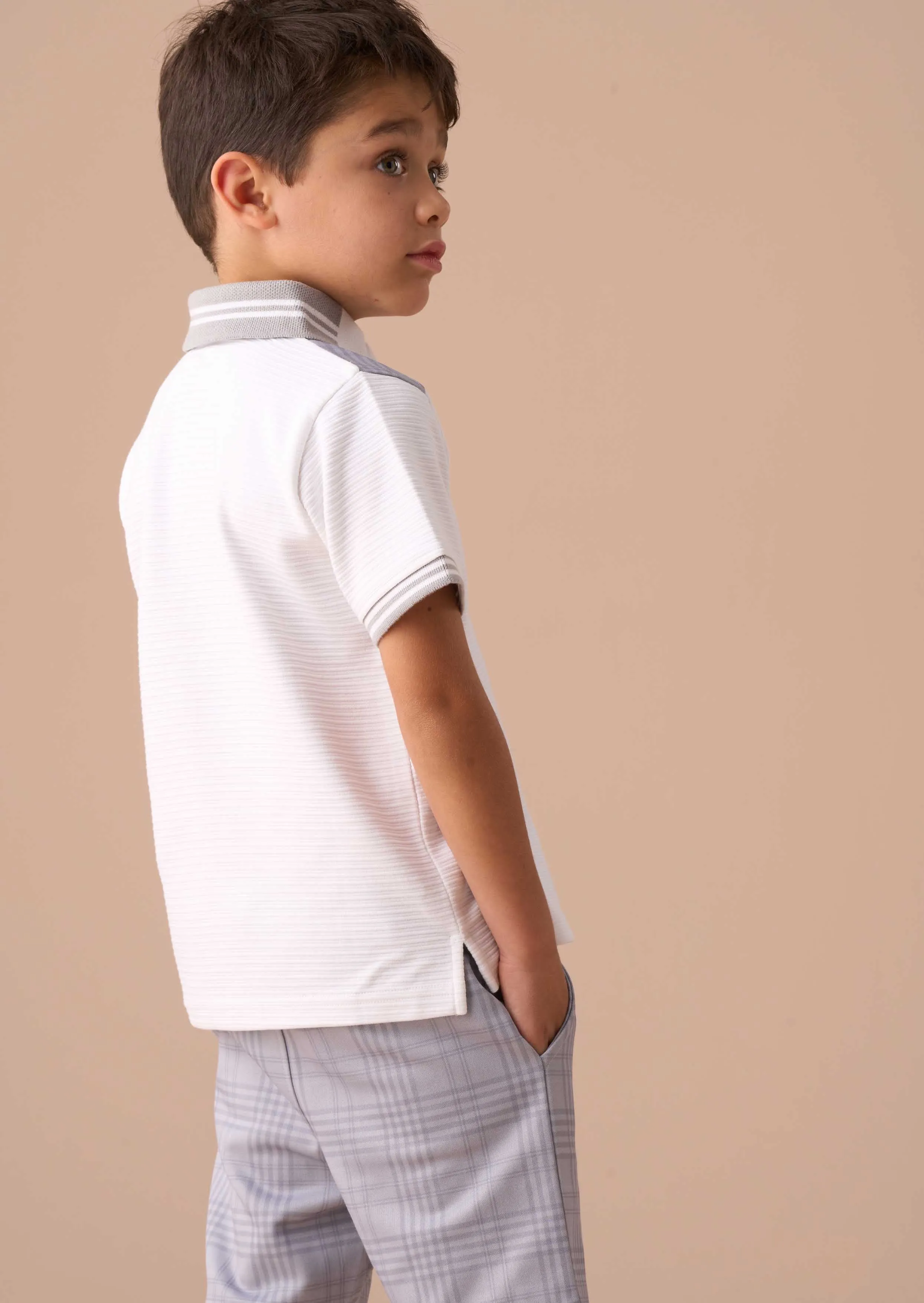 Kane White Colour Block Polo