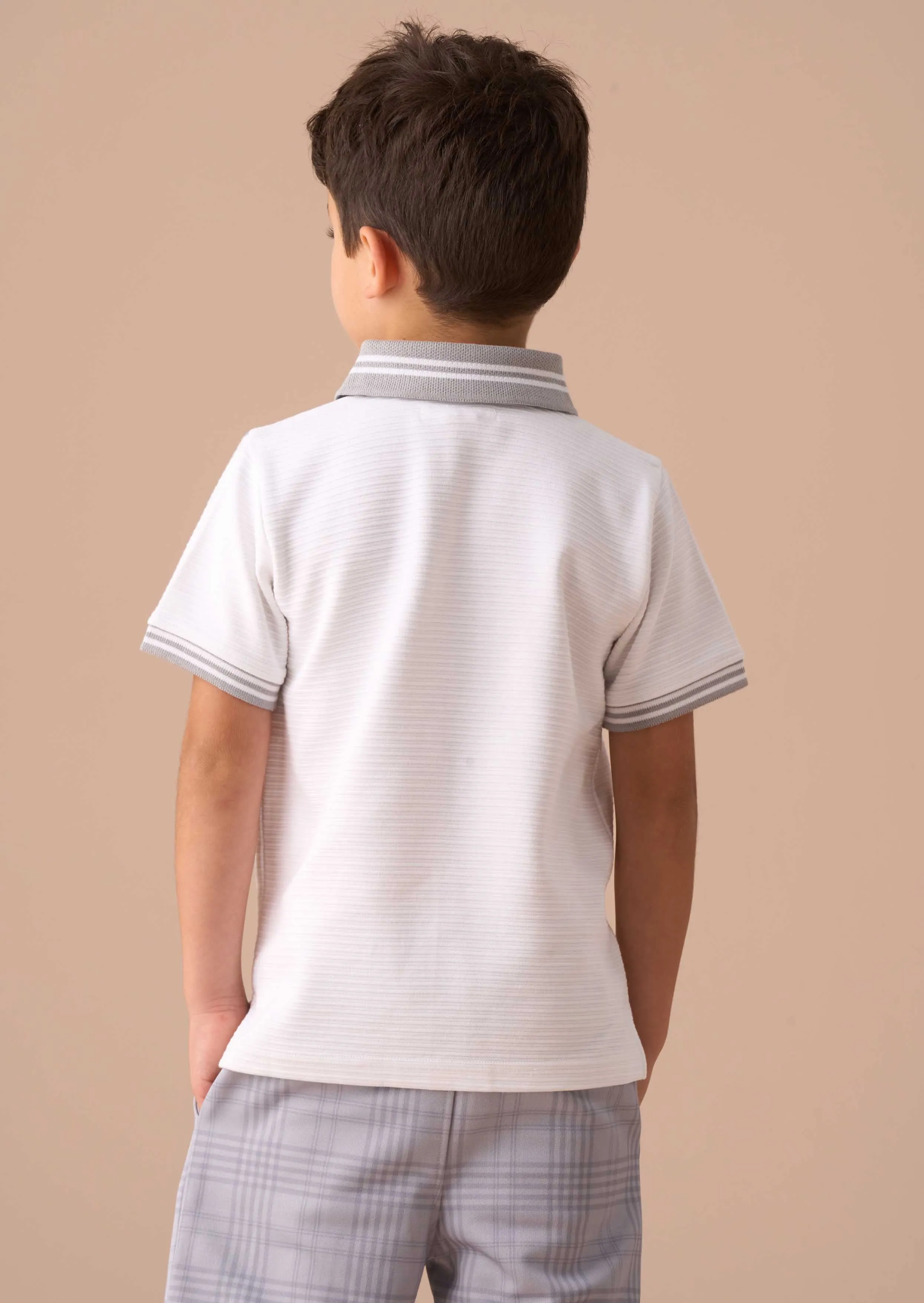 Kane White Colour Block Polo
