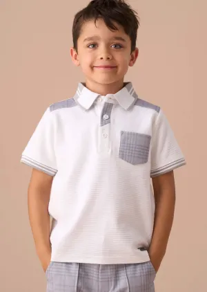 Kane White Colour Block Polo