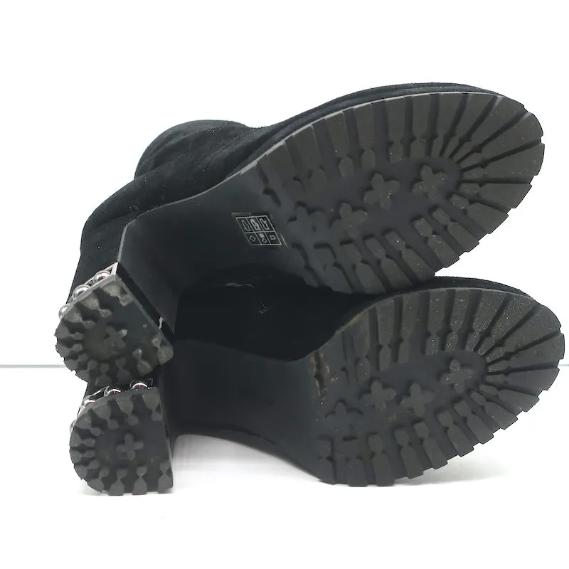 Karl Lagerfeld Lenore Ankle Boots Black Suede Size 8 Platform Booties