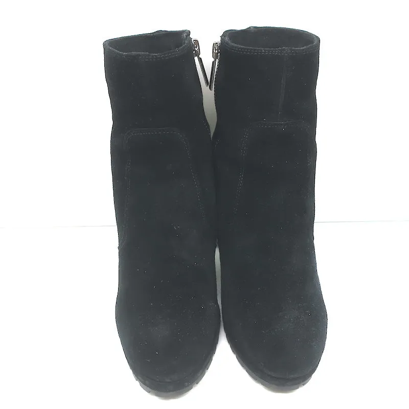 Karl Lagerfeld Lenore Ankle Boots Black Suede Size 8 Platform Booties
