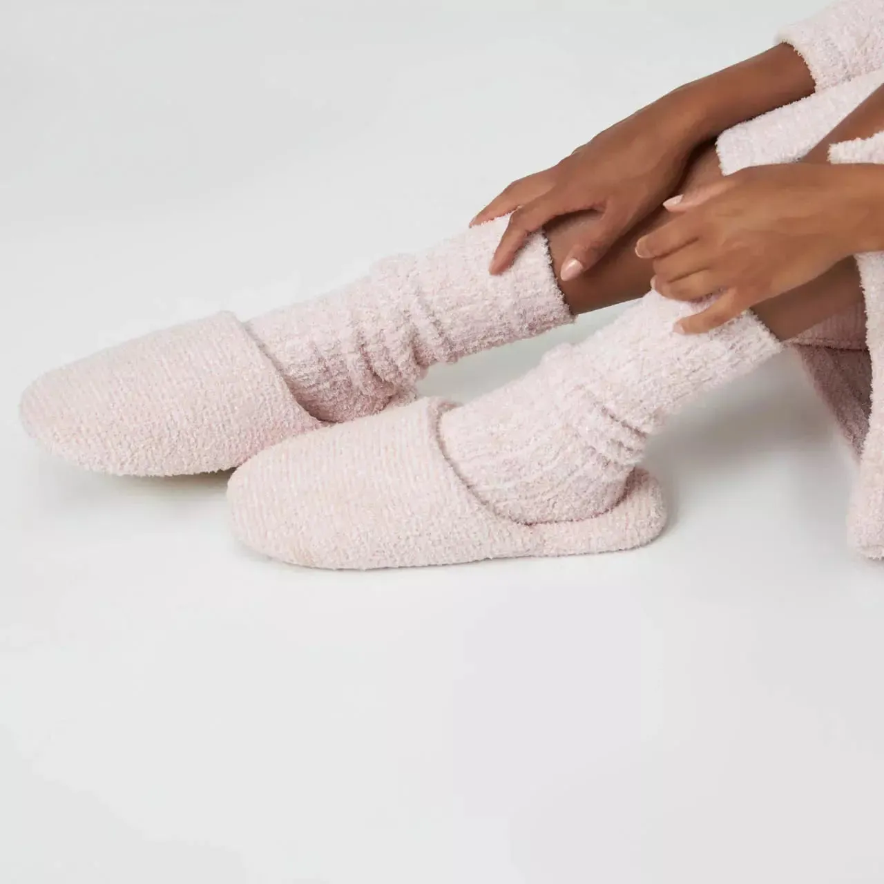 Kashwere Lounge Ultra Plush Blush Pink & White Heathered Spa Slippers ~ LAST CHANCE SALE ~ LIMITED QUANTITIES