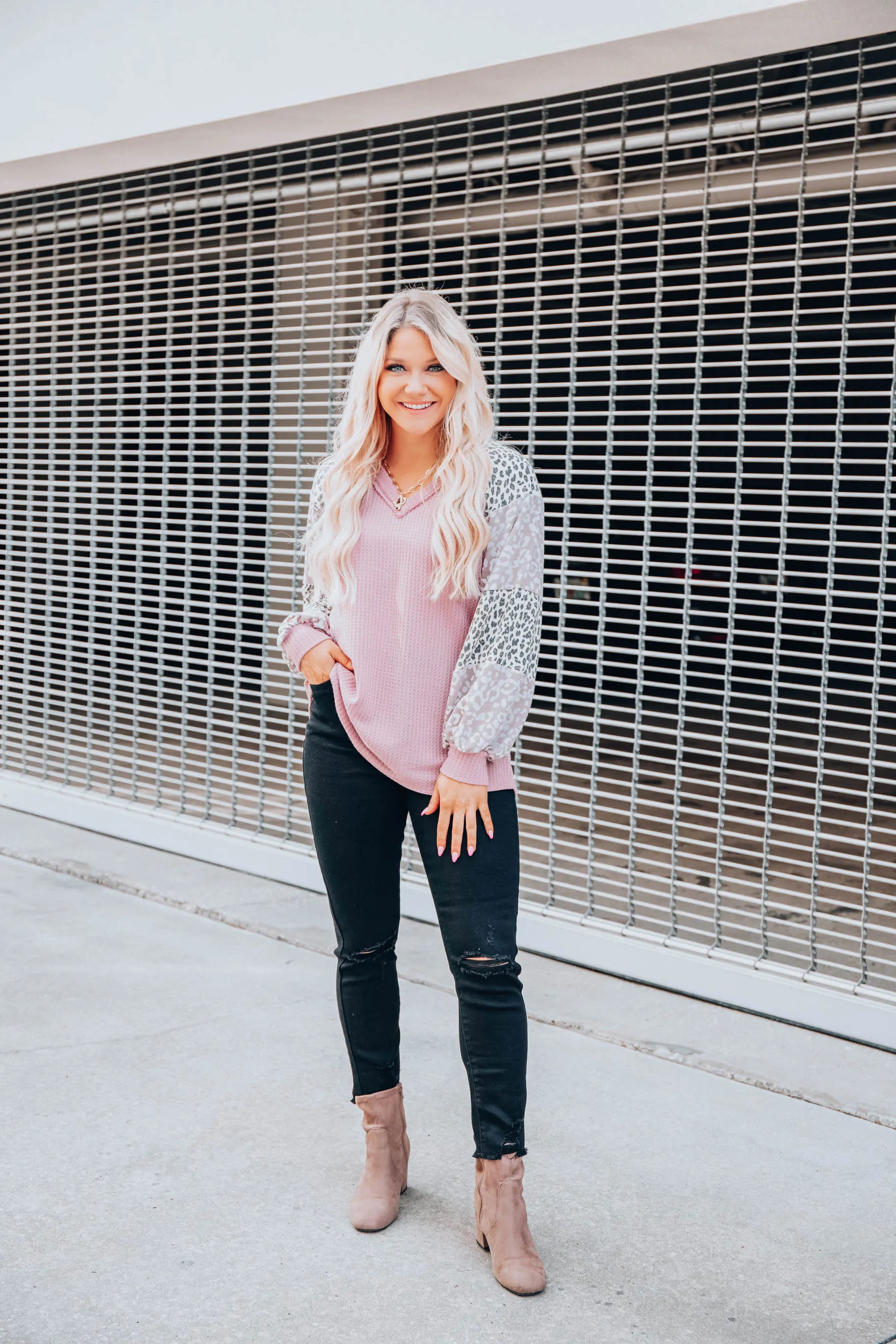 Keepin' It Casual Color Block Top - Mauve