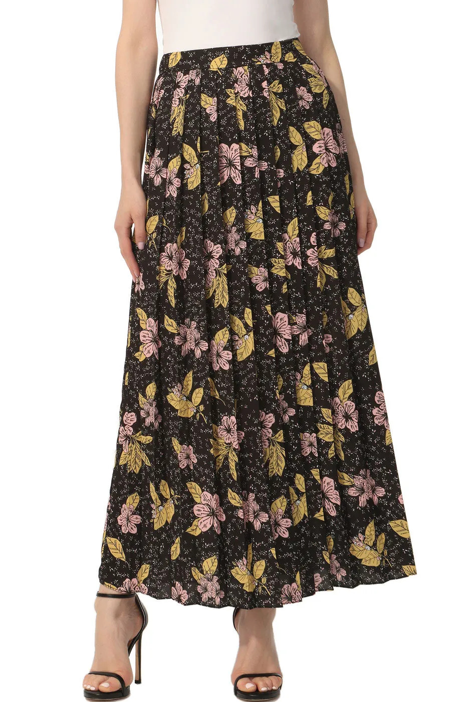Kimi   Kai Women Print Box Pleat Maxi Skirt