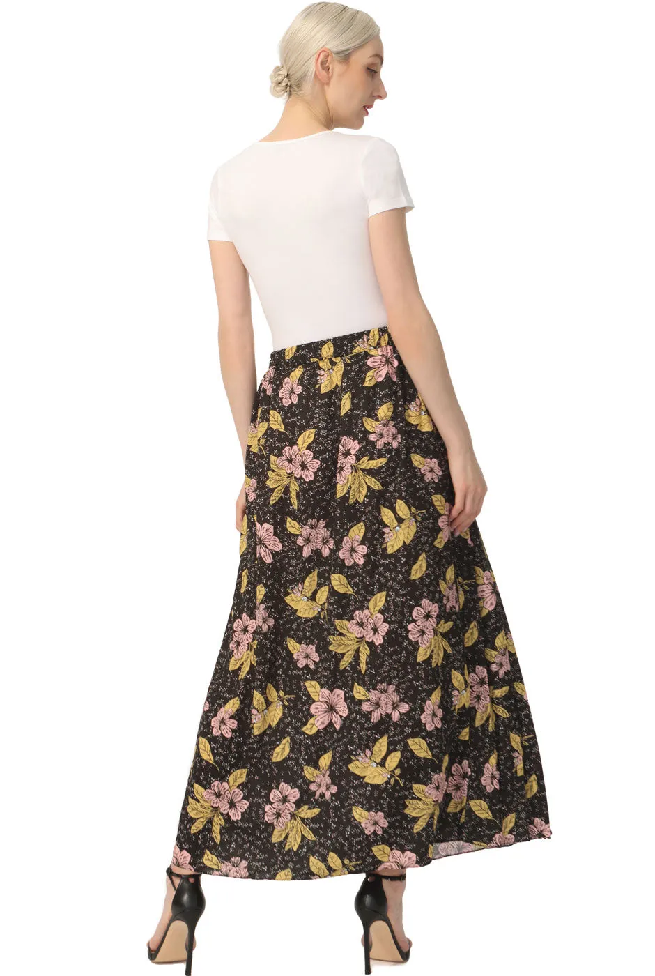 Kimi   Kai Women Print Box Pleat Maxi Skirt