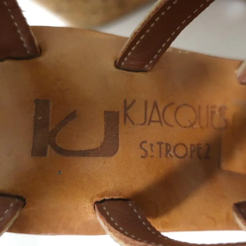 K.Jacques Gladiator Cork Platform Wedge Sandals Bronze Metallic Suede Size 37