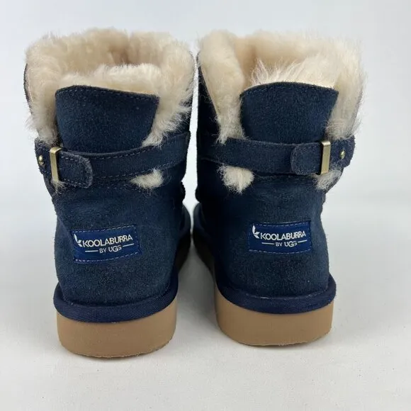 Koolaburra Womens Remley Mini Blue Suede Ankle Boot Winter Snow 1105809 size 7