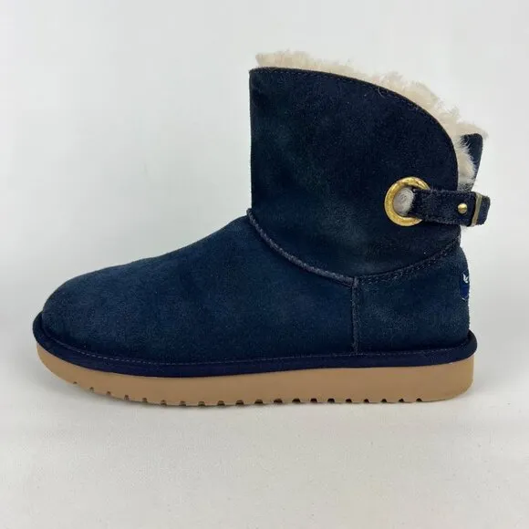 Koolaburra Womens Remley Mini Blue Suede Ankle Boot Winter Snow 1105809 size 7