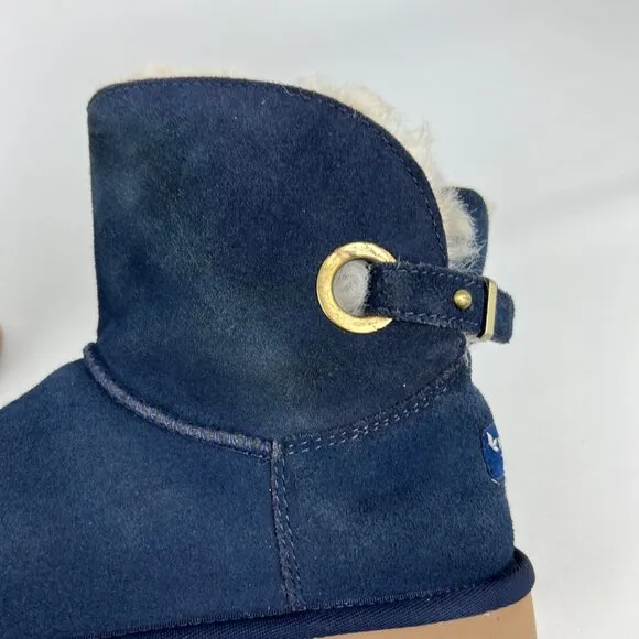 Koolaburra Womens Remley Mini Blue Suede Ankle Boot Winter Snow 1105809 size 7