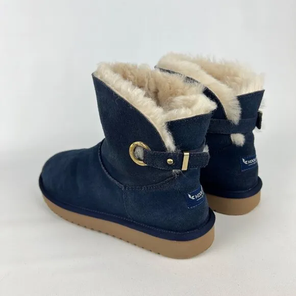 Koolaburra Womens Remley Mini Blue Suede Ankle Boot Winter Snow 1105809 size 7