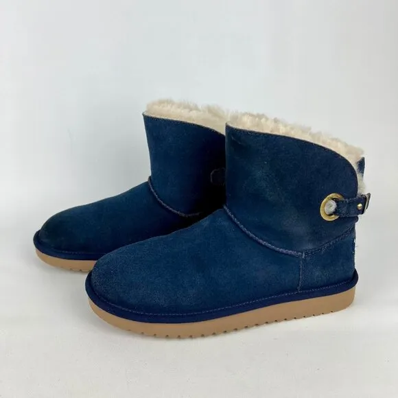 Koolaburra Womens Remley Mini Blue Suede Ankle Boot Winter Snow 1105809 size 7