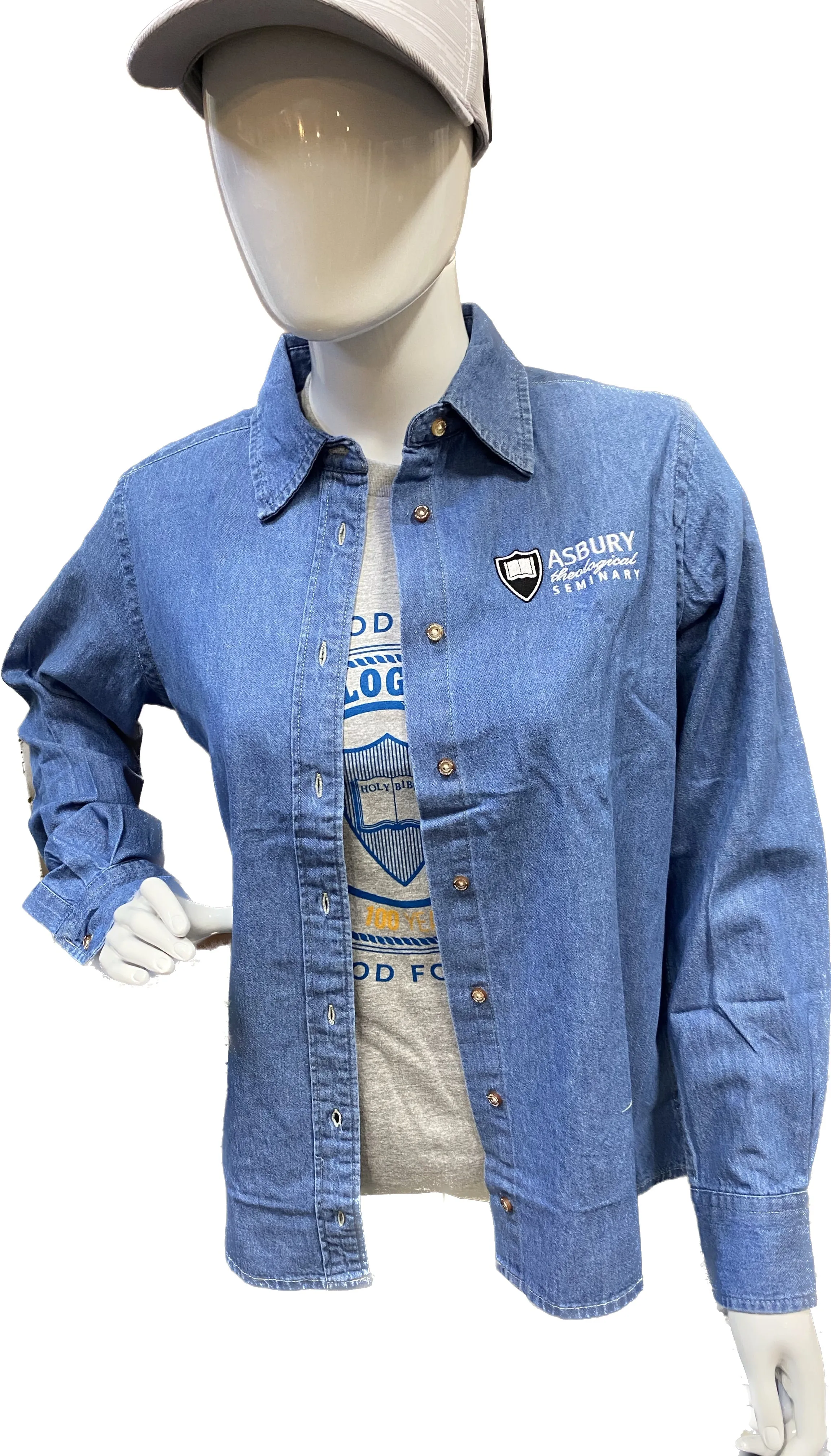 Ladies Denim Button-down Shirt