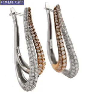 Ladies Elegant 14K White Rose Gold Two-Tone 3.07ctw Diamond Drop/Dangle Earrings