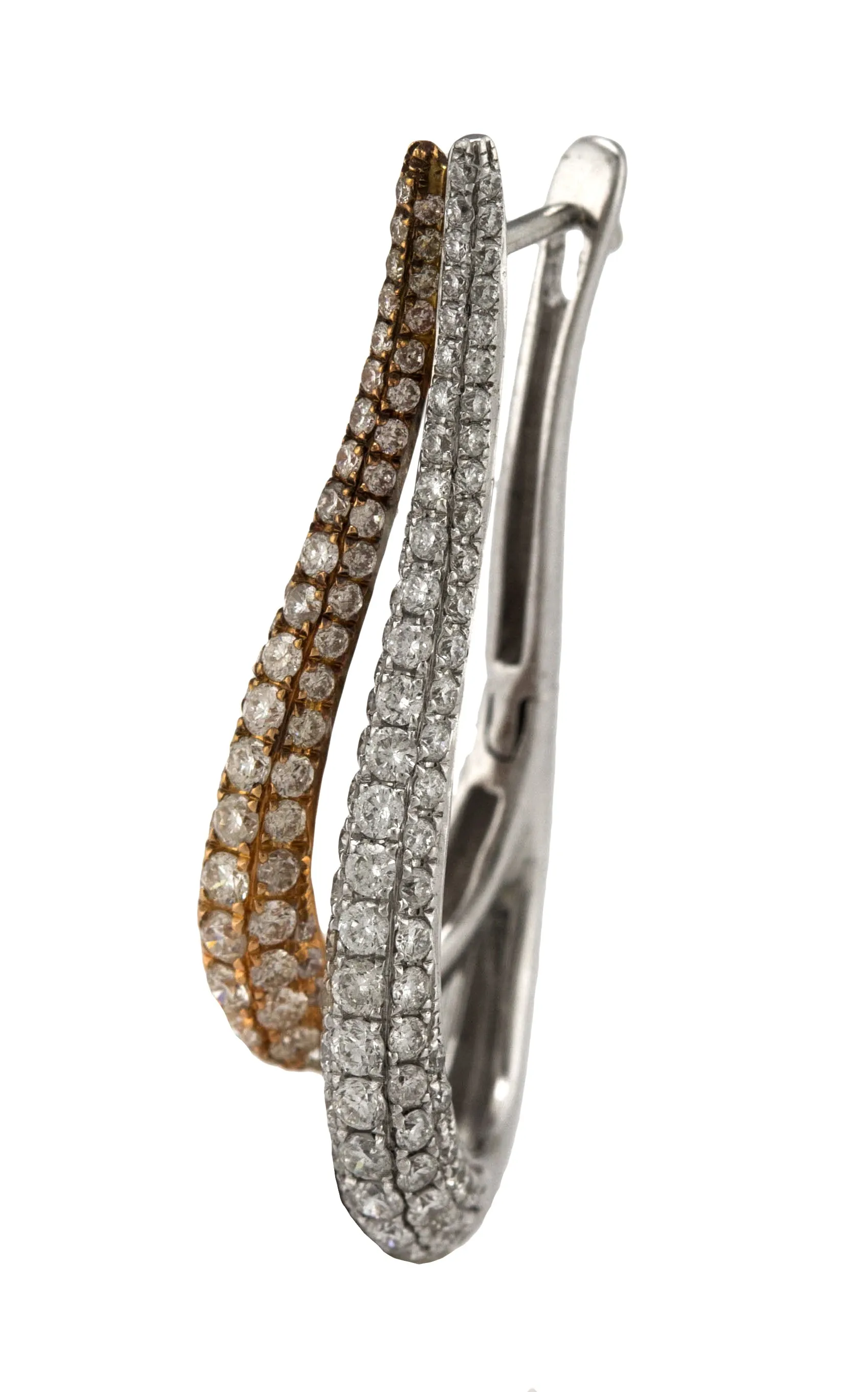 Ladies Elegant 14K White Rose Gold Two-Tone 3.07ctw Diamond Drop/Dangle Earrings