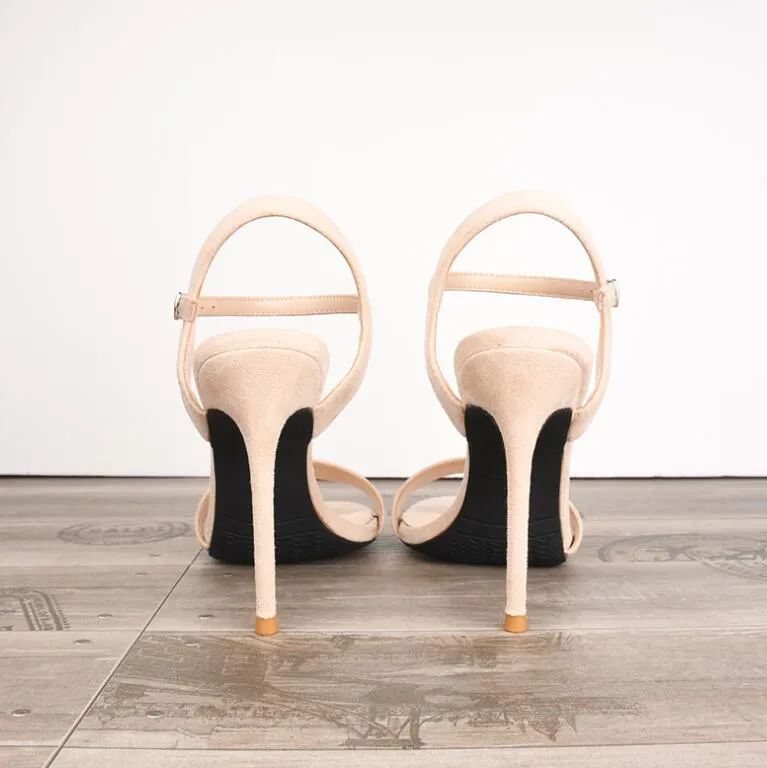 Ladies Petite Feet Open Toe Ankle Strap Suede Heels ES39