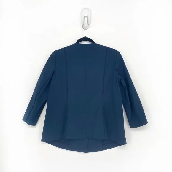 Lafayette 148 Women 40 US M Blazer Jacket Navy Blue Italian Fabric One Button