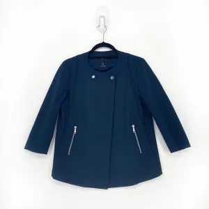 Lafayette 148 Women 40 US M Blazer Jacket Navy Blue Italian Fabric One Button