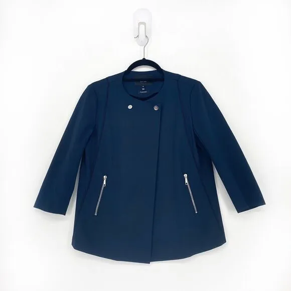 Lafayette 148 Women 40 US M Blazer Jacket Navy Blue Italian Fabric One Button