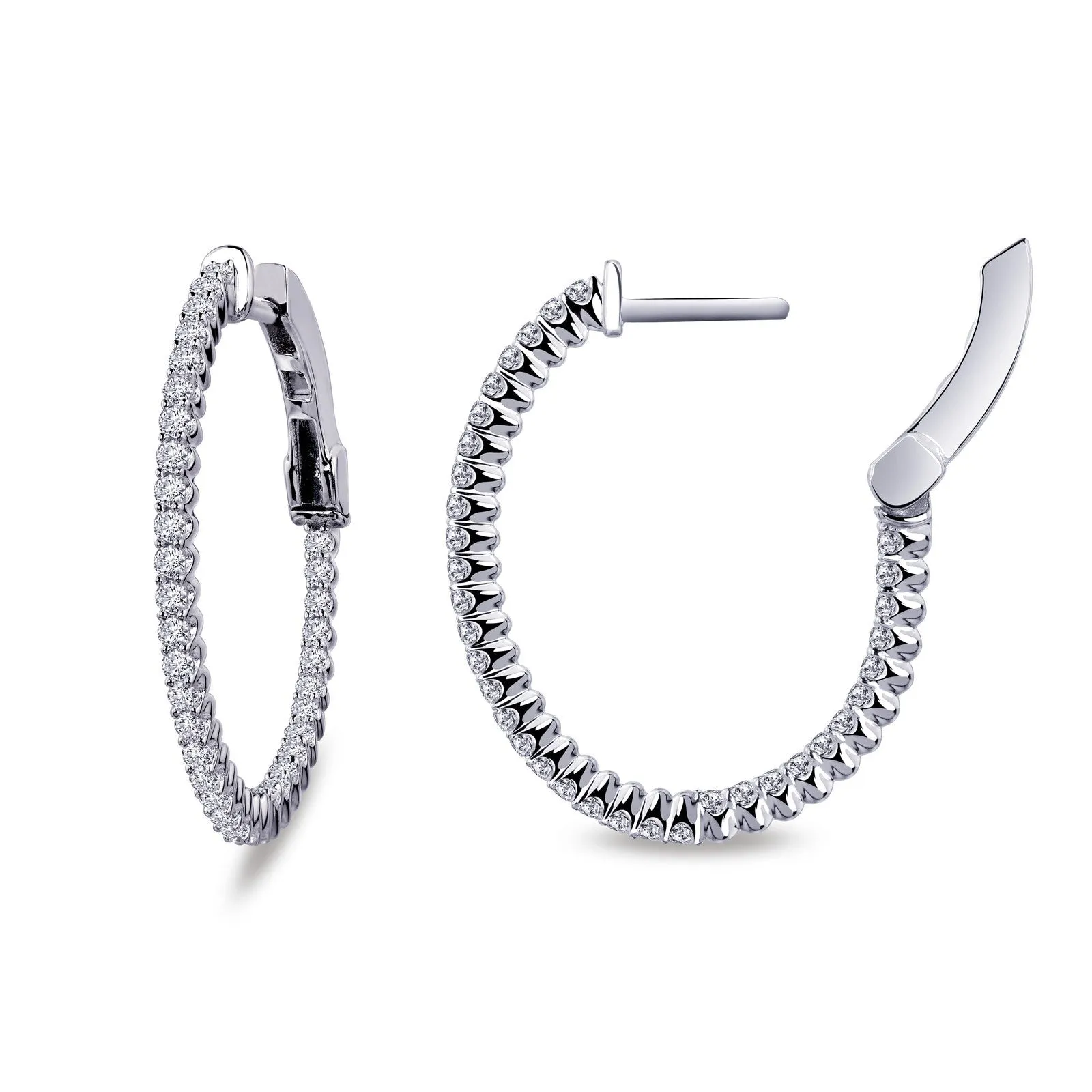 Lafonn Simulated Diamond 1.05ct Oval Inside Out Hoop Earrings E3030CLP