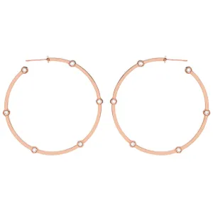Large Cage Hoops with Diamonds on the Facets | Rose Gold