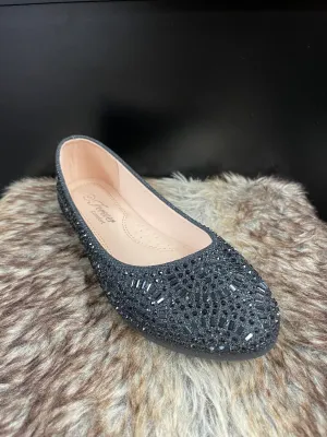 Larissa Black Rhinestone Flats