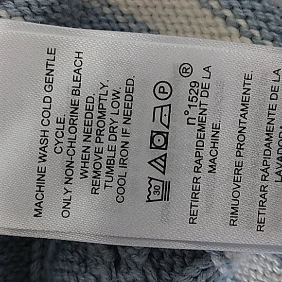 Lauren Ralph Lauren Cricket Sweater Size XL Cable Knit Dusty Blue/Cream Monogram