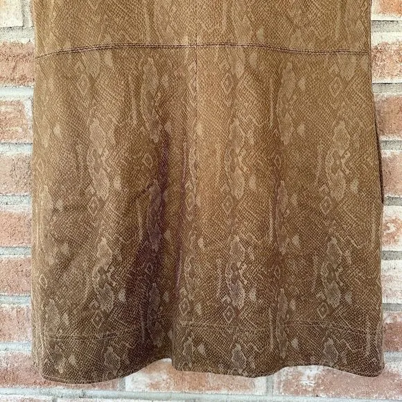 Lavender Brown Snakeskin Print Mini V Neck Dress XS Brown
