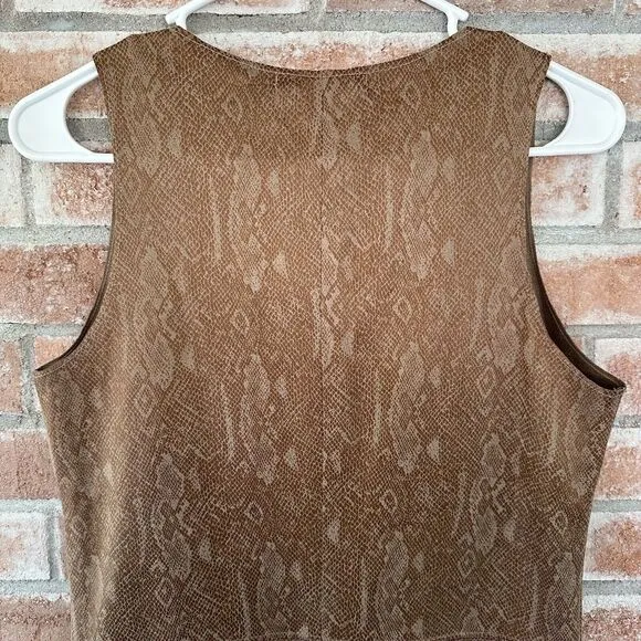 Lavender Brown Snakeskin Print Mini V Neck Dress XS Brown
