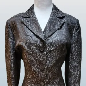 Le Suit Women's 14 Silver Gray &amp; Black Metallic Skirt Suit NWOT