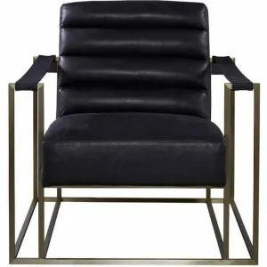 Leather Accent Chair in Black