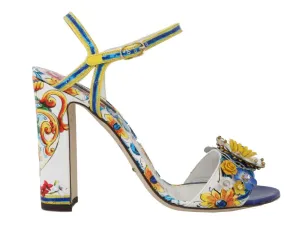 Leather Crystal Majolica Ankle Shoes