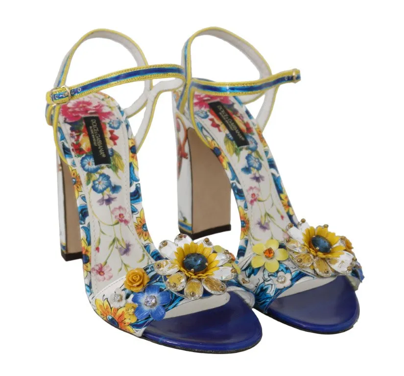 Leather Crystal Majolica Ankle Shoes
