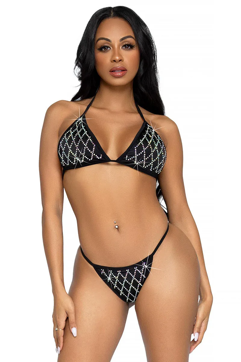 Leg Avenue Domino Bikini Set Black