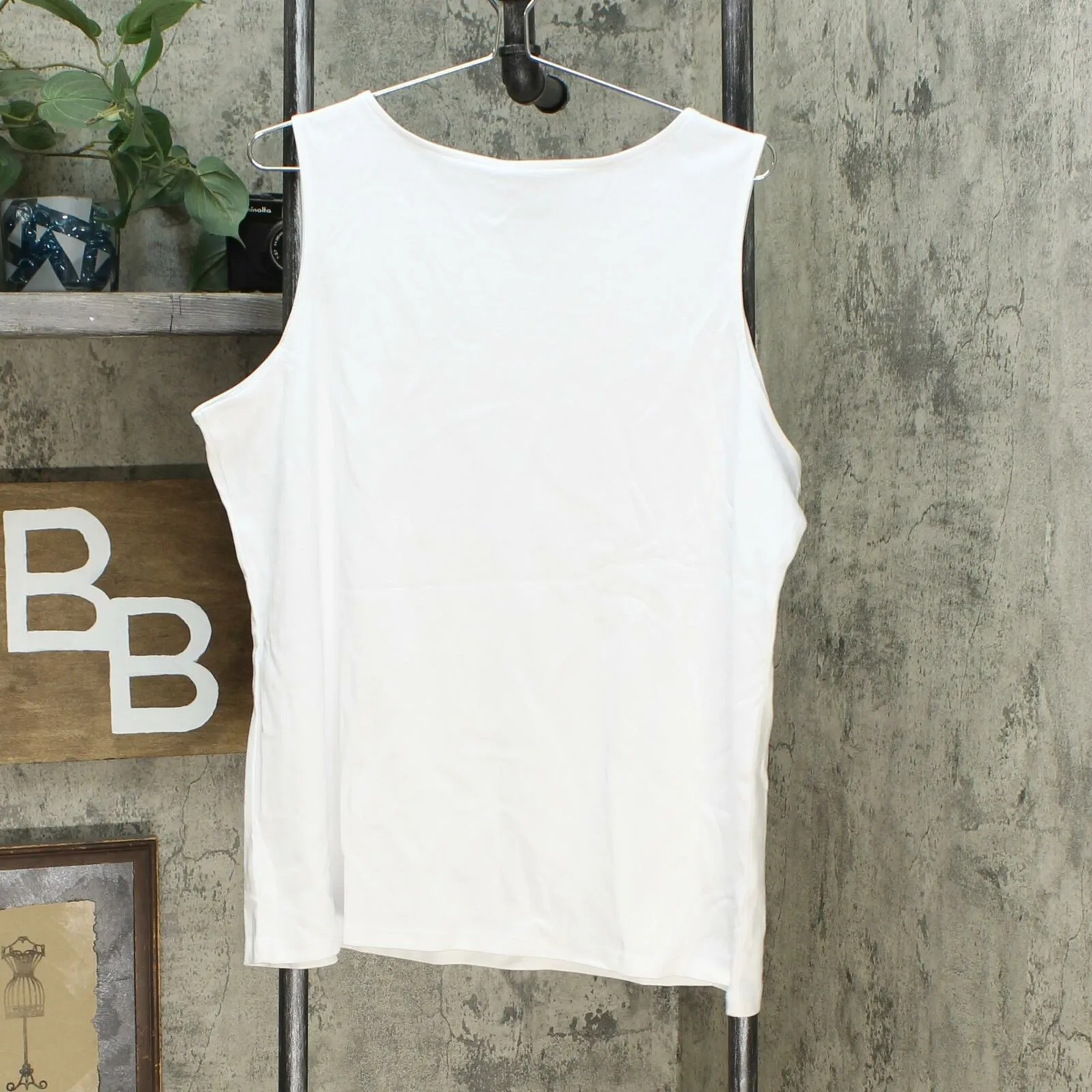 Lemon Way Women's Perfect Pima Butterfly Tank Top White Plus 1X