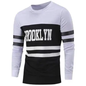 Letter Print Color Block Striped Sweatshirt - White 2xl