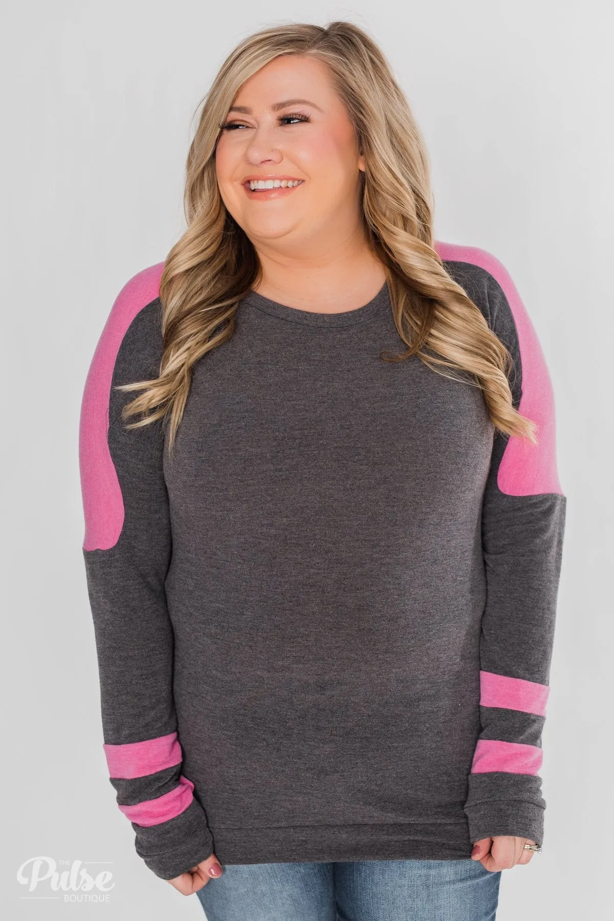 Level of Comfort Long Sleeve Top- Charcoal