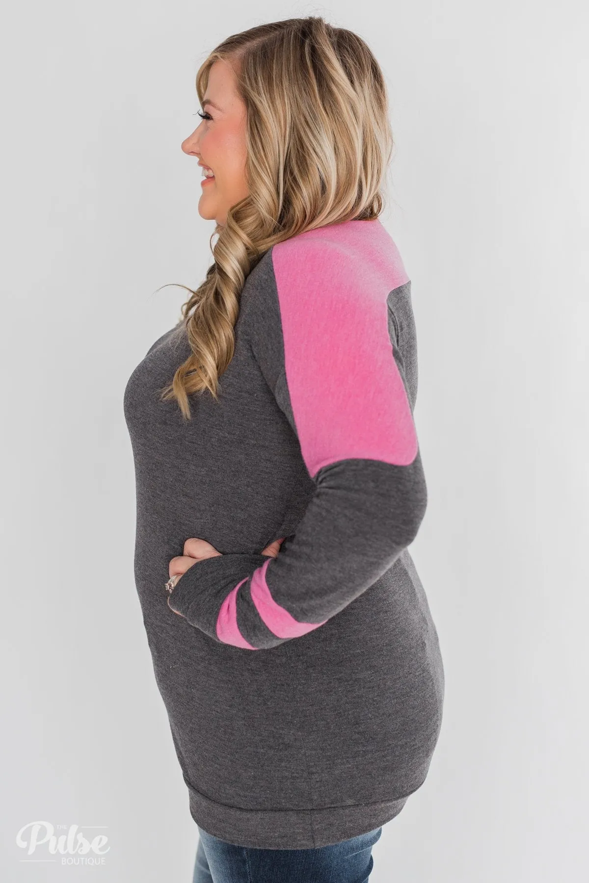 Level of Comfort Long Sleeve Top- Charcoal
