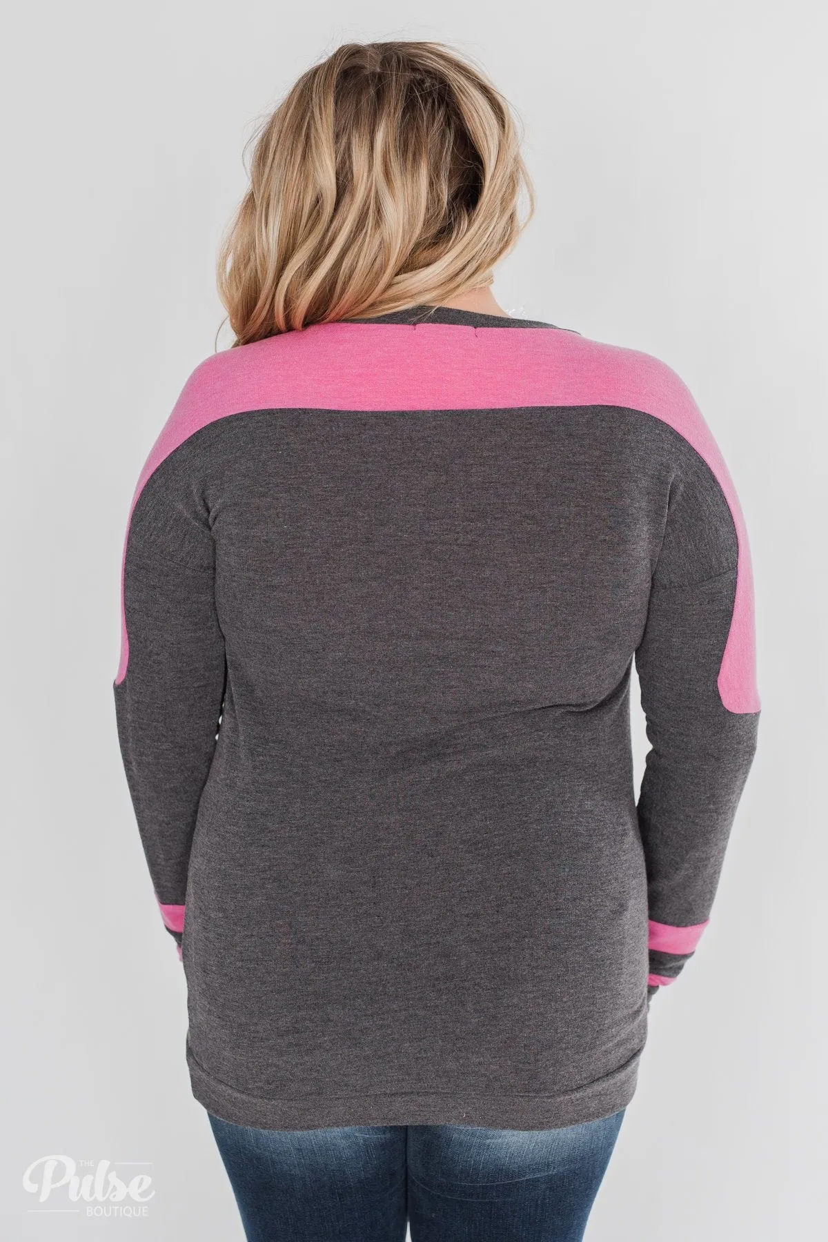 Level of Comfort Long Sleeve Top- Charcoal