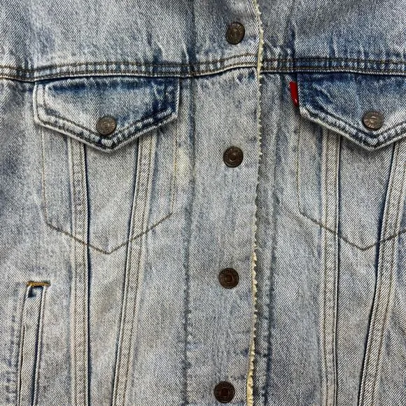 Levi's Denim Jacket Women's XS Light Blue Sherpa Lined Vintage Classic 80s Style