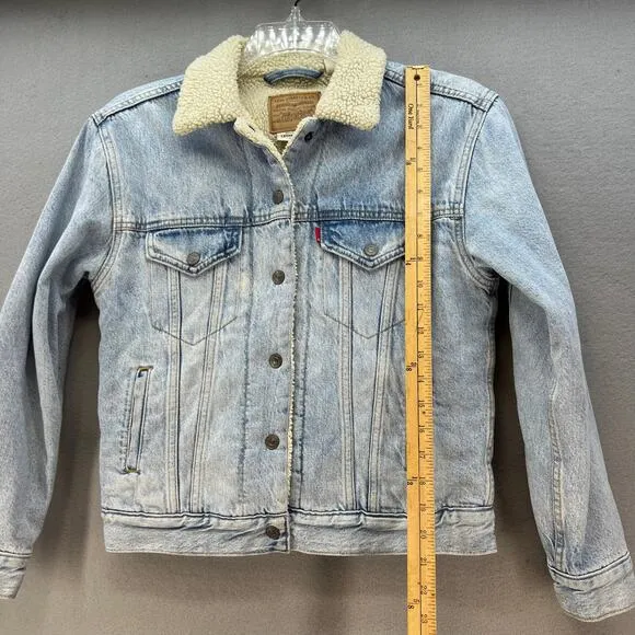 Levi's Denim Jacket Women's XS Light Blue Sherpa Lined Vintage Classic 80s Style