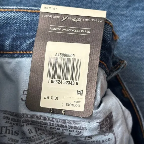 Levi's Premium 501 '81 NWT Womens Medium Wash 28x31 A46990009