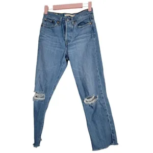 Levis Wedgie Straight High Rise revolve Ankle fit Jeans Distressed Size 24
